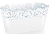 Prosperplast Lace kaspó 28,5 cm x 13,5 cm x 15,5 cm fehér