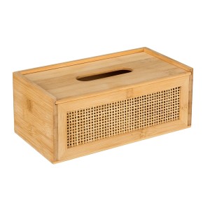 Wenko Allegre barna kozmetikai kendőtartó bambuszból és rattanból, boho stílusban.