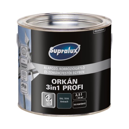 Supralux orkán 3in1 profi selyemfényű zománcfesték antracit 2,5 l