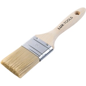 LUX-TOOLS lapos ecset, 50 mm, lakkokhoz, fa nyéllel és szintetikus sörtékkel.