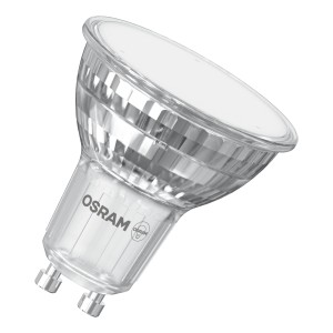 Osram LED GU10 reflektor lámpa, PAR16, 5,6W, meleg fehér, beltéri használatra.