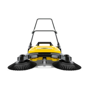 Kärcher S4 Twin seprőgép: Sárga kézi seprőgép két oldalkefével házhoz és kerthez.