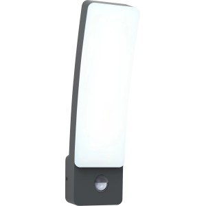 Modern Lutec Kira LED kültéri fali lámpa, antracit, mozgásérzékelővel. Ideális bejáratokhoz.