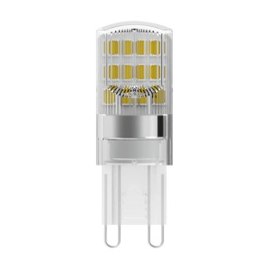 G9 LED lámpa, átlátszó forma, energiatakarékos beltéri használatra.