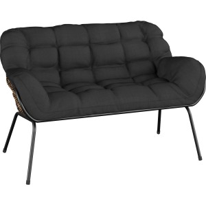 Cultana kétszemélyes lounge kanapé: Kerti bútor antracit párnákkal és wicker részletekkel.