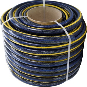 Tekercselt LUX-TOOLS PRO kerti tömlő, 19 mm (3/4 hüvelyk), méteráru, kék-sárga.