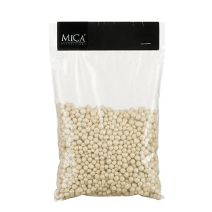 Mica Decorations krémszínű gyöngyök, 4-8 mm-es zsákban, kézműves és dekorációs célokra.