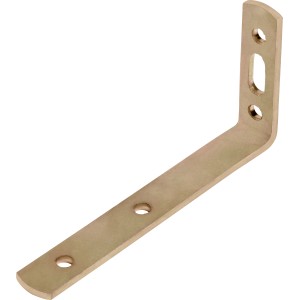 Sárga horganyzott függönysarok, 180x55x17 mm, rögzítő furatokkal.