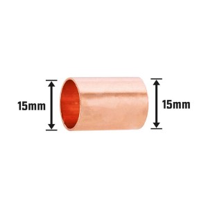 Réz forrasztóhüvely, 15 mm átmérő, rézcsövek összekötéséhez vízvezeték szereléshez.