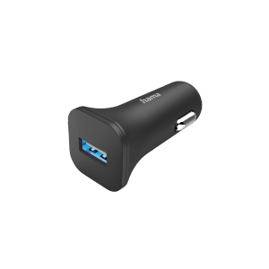 Fekete Hama USB-A 6W autós töltő szivargyújtóhoz.