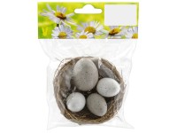 Dekor fészek szalmából 4 tojással natúr