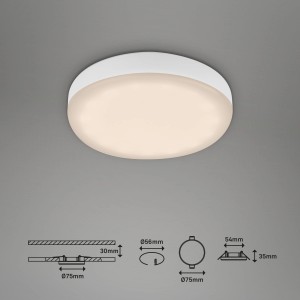 Briloner LED süllyesztett spotlámpa Plat 3 részes készlet, fehér, meleg fehér, Ø 7,5 cm. Fröccsenésálló, ideális fürdőszobába.