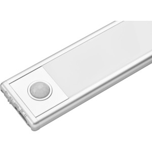 Ezüst LED pultvilágítás mozgásérzékelővel, 30 cm. Kompakt kialakítás, ideális konyhába és műhelybe.