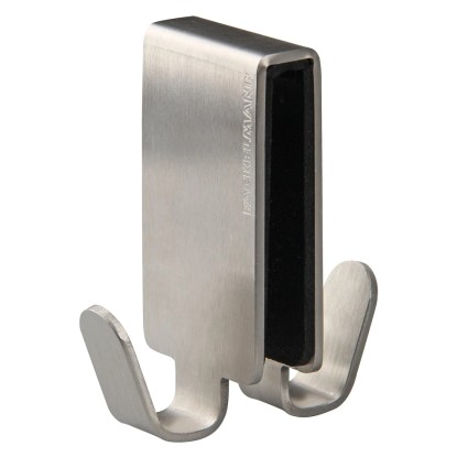 FM Duplakampó, üveg zuhanyfalhoz INOX S/S