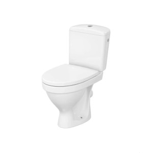 Fehér WC szett tartállyal, elölnézet.