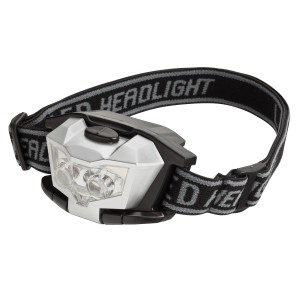 OBI LED fejlámpa LX334, szürke-ezüst állítható fejpánttal. Ideális sportoláshoz és szabadidős tevékenységekhez.