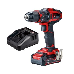 Einhell TE-CD 18/44 akkus ütvefúró-csavarozó akkumulátorral és töltővel, piros/fekete.