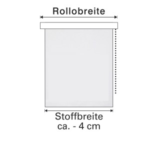 A Gardinia EasyFix dupla roló vázlatrajza, 45x150 cm, a méretek szemléltetésére.