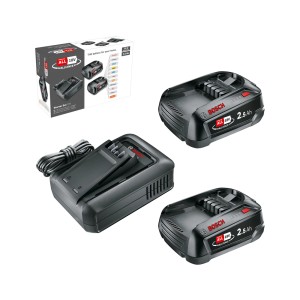Bosch kezdőkészlet 2 akkumulátorral (2,5 Ah) és AL 18 V-44 töltővel elektromos szerszámokhoz.