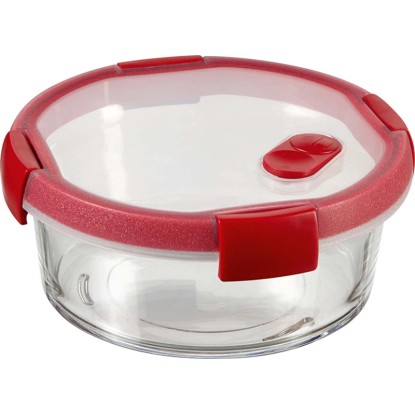 Curver Smart Cook kerek üveg ételtartó 0,6 l átlátszó / piros