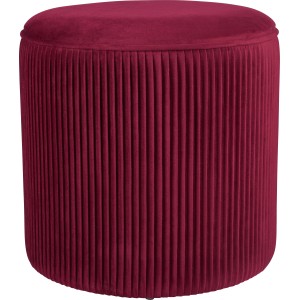 Bordó Blush Bordeaux puff MDF-ből, bársony hatással, Ø 40 cm.