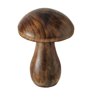 Sötétbarna Terjol gomba alakú dekorációs figura mangófából, 11x8 cm.