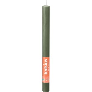 Bolsius Rustik Shine háztartási gyertya friss olíva zöld színben, 27 cm-es gyertya a hangulatos fényért.