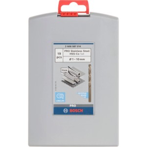 Bosch HSS-CO fémfúró készlet, 19 részes, szürke ProBoxban. Precíziós fúrók rozsdamentes acélhoz, Ø 1-10 mm.