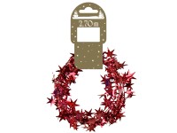 Csillagos drótgirland 2,7 m piros hologramos