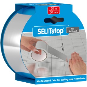 Selitstop Alu-Dichtband (50mm x 50m) a hangszigeteléshez tartozó illesztések tömítésére.