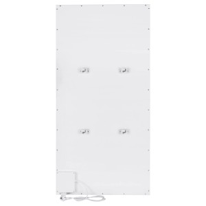 Hátulnézet a fehér E2 Elektro Infrae² Smart & Easy L 700 W elektromos fűtőpanelről fali tartókkal és kábellel.