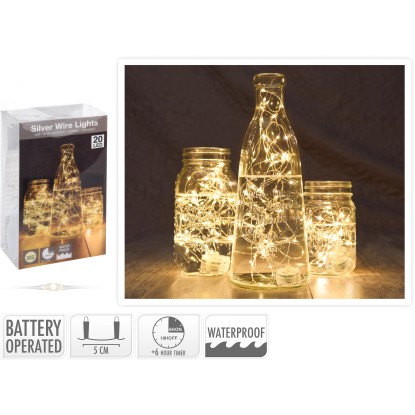 Dekor micro LED fényfüzér 0,95 m melegfehér elemes vízálló