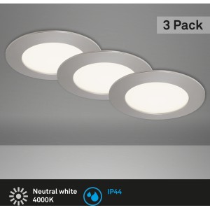Briloner LED süllyesztett lámpák 3 darabos készlet, matt nikkel, semleges fehér fény mennyezetre szereléshez.