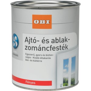 OBI Ablak- és ajtó zománcfesték, fehér, fényes, 2,5 l-es doboz. Kültéri és beltéri használatra.