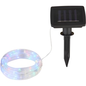 Globo Solar LED fényfüzér, 50 LED, 490 cm, fekete, napelem és földbe szúrható tüskével.