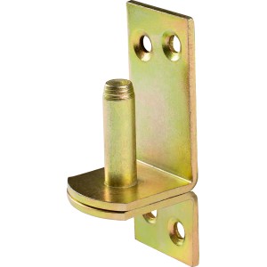 Sárga horganyzott felcsavarozható pánt D1, 80x30 mm, csap Ø 10 mm, kapupántok rögzítéséhez.