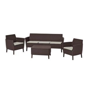 Keter 258967 Salemo 3 Seater műrattan kerti bútor szett - barna-szürke-bézs