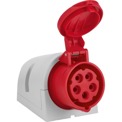 CEE fali csatlakozóaljzat  5 pólusú  IP44  16 A  piros