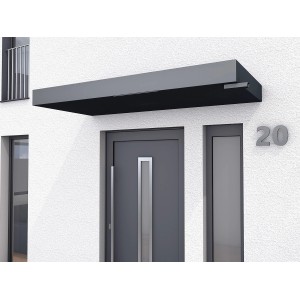 Modern, antracit színű Gutta BS PLUS téglalap előtető 200x90 cm-es, jobb oldali vízköpővel.