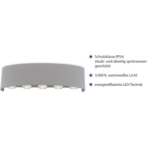 Ezüstszínű Carlo LED fali lámpa a Paul Neuhaus-tól, 27 cm széles, beltéri és kültéri használatra.