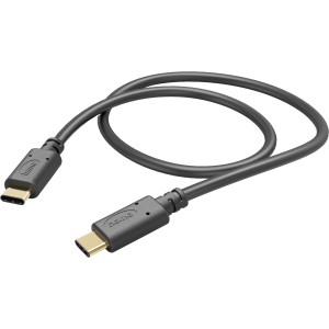 Fekete Hama USB-C - USB-C töltőkábel, 1 m hosszú, számítógépekhez és multimédiához.