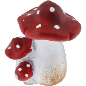 Dekoratív gomba figura, piros-fehér, kerámia, 8,5 cm magas, őszi dekorációhoz.