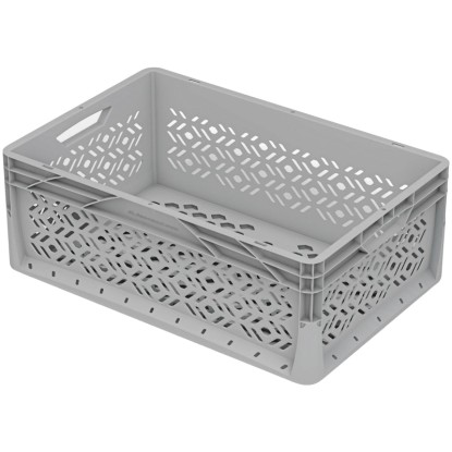 Eurobox-  rendszer rácsos falú doboz 60 cm x 40 cm x 22 cm szürke