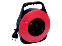 Kábelbox műanyag 10 m 4 dugalj fekete/piros