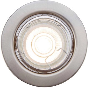 LED süllyesztett lámpa, 3 darabos készlet, fém, nikkel színű. Mennyezeti spotlámpa meleg fehér fénnyel.