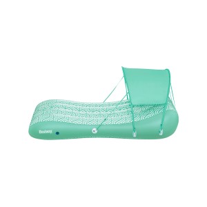 Bestway Comfy Chill felfújható matrac napernyővel, mentazöld mintával, a vízen való pihenéshez.