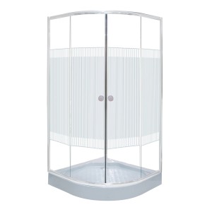 Sanotechnik sarok zuhanykabin 80x80 cm csíkos üveggel és tolóajtókkal.