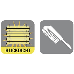 Piktogramok: Árnyékoló roló tetőtéri ablakra és tisztítókefe.