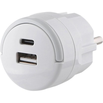 Adapter USB-gyorstöltővel USB-A USB-C kerek kompakt fehér