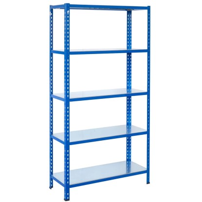 AR Shelving összedugható polc kék és horganyzott 200 x 80 x 40 cm 5 polc 180 kg